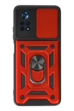 Newface Xiaomi Poco X4 Pro 5G Kılıf Pars Lens Yüzüklü Silikon - Kırmızı