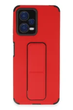 Newface Xiaomi Poco X5 5G Kılıf Mega Standlı Silikon - Kırmızı