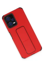 Newface Xiaomi Poco X5 5G Kılıf Mega Standlı Silikon - Kırmızı - Görsel 3