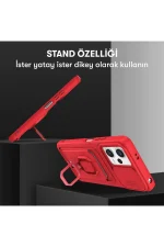 Newface Xiaomi Poco X5 5G Kılıf Zuma Kartvizitli Yüzüklü Silikon - Kırmızı - Görsel 4