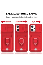 Newface Xiaomi Poco X5 5G Kılıf Zuma Kartvizitli Yüzüklü Silikon - Kırmızı - Görsel 6