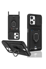 Newface Xiaomi Poco X5 5G Kılıf Zuma Kartvizitli Yüzüklü Silikon - Siyah