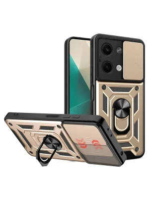 Newface Xiaomi Poco X6 Kılıf Pars Lens Yüzüklü Silikon - Gold