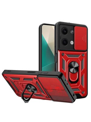 Newface Xiaomi Poco X6 Kılıf Pars Lens Yüzüklü Silikon - Kırmızı