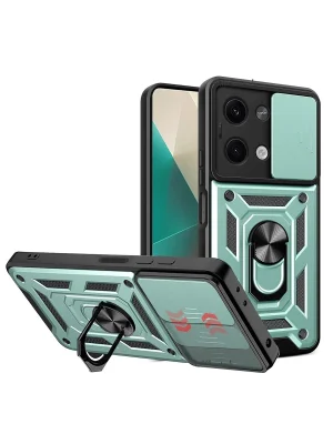 Newface Xiaomi Poco X6 Kılıf Pars Lens Yüzüklü Silikon - Yeşil