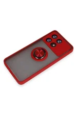 Newface Xiaomi Poco X6 Pro Kılıf Montreal Yüzüklü Silikon Kapak - Kırmızı - Görsel 4