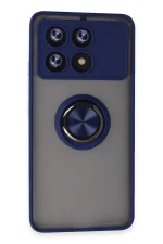 Newface Xiaomi Poco X6 Pro Kılıf Montreal Yüzüklü Silikon Kapak - Lacivert