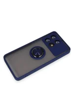 Newface Xiaomi Poco X6 Pro Kılıf Montreal Yüzüklü Silikon Kapak - Lacivert - Görsel 4