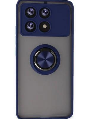Newface Xiaomi Poco X6 Pro Kılıf Montreal Yüzüklü Silikon Kapak - Lacivert