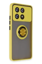 Newface Xiaomi Poco X6 Pro Kılıf Montreal Yüzüklü Silikon Kapak - Sarı - Görsel 2