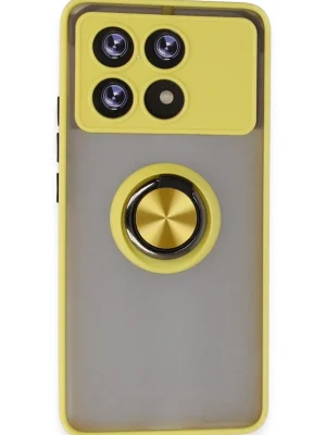 Newface Xiaomi Poco X6 Pro Kılıf Montreal Yüzüklü Silikon Kapak - Sarı