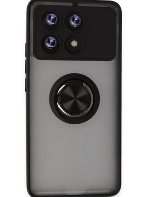 Newface Xiaomi Poco X6 Pro Kılıf Montreal Yüzüklü Silikon Kapak - Siyah
