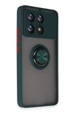 Newface Xiaomi Poco X6 Pro Kılıf Montreal Yüzüklü Silikon Kapak - Yeşil - Görsel 2