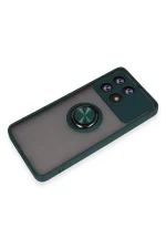 Newface Xiaomi Poco X6 Pro Kılıf Montreal Yüzüklü Silikon Kapak - Yeşil - Görsel 4