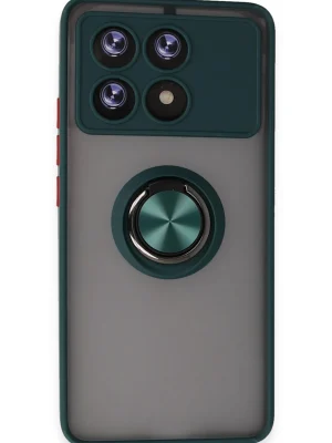 Newface Xiaomi Poco X6 Pro Kılıf Montreal Yüzüklü Silikon Kapak - Yeşil