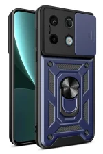 Newface Xiaomi Poco X6 Pro Kılıf Pars Lens Yüzüklü Silikon - Lacivert