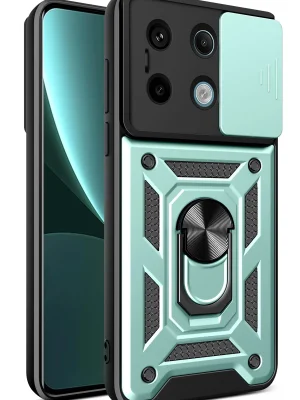 Newface Xiaomi Poco X6 Pro Kılıf Pars Lens Yüzüklü Silikon - Yeşil