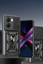 Newface Xiaomi Poco X7 Pro Kılıf Pars Lens Yüzüklü Silikon - Kırmızı - Görsel 2