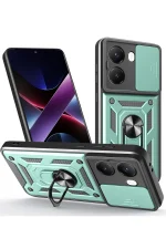 Newface Xiaomi Poco X7 Pro Kılıf Pars Lens Yüzüklü Silikon - Yeşil