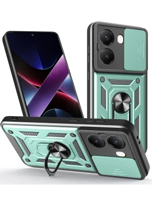 Newface Xiaomi Poco X7 Pro Kılıf Pars Lens Yüzüklü Silikon - Yeşil
