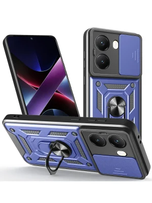 Newface Xiaomi Poco X7 Pro Kılıf Pars Lens Yüzüklü Silikon - Lacivert