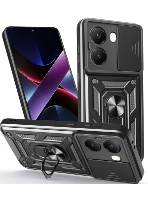 Newface Xiaomi Poco X7 Pro Kılıf Pars Lens Yüzüklü Silikon - Siyah