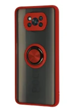 Newface Xiaomi Pocophone X3 Kılıf Montreal Yüzüklü Silikon Kapak - Kırmızı - Görsel 2