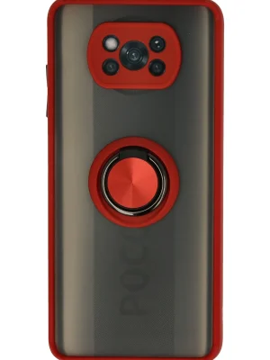 Newface Xiaomi Pocophone X3 Kılıf Montreal Yüzüklü Silikon Kapak - Kırmızı