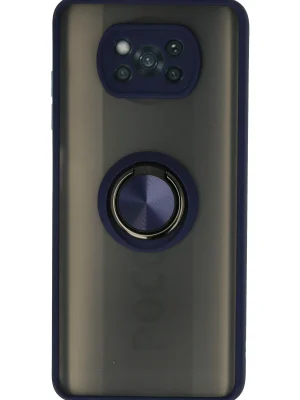 Newface Xiaomi Pocophone X3 Kılıf Montreal Yüzüklü Silikon Kapak - Lacivert