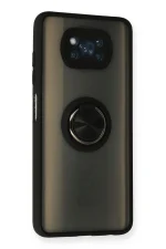 Newface Xiaomi Pocophone X3 Kılıf Montreal Yüzüklü Silikon Kapak - Siyah - Görsel 2