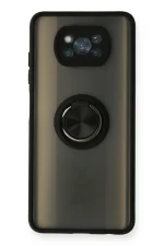 Newface Xiaomi Pocophone X3 Kılıf Montreal Yüzüklü Silikon Kapak - Siyah