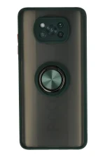 Newface Xiaomi Pocophone X3 Kılıf Montreal Yüzüklü Silikon Kapak - Yeşil