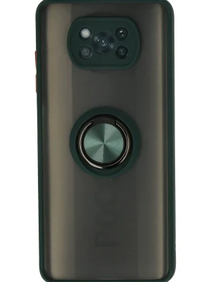 Newface Xiaomi Pocophone X3 Kılıf Montreal Yüzüklü Silikon Kapak - Yeşil