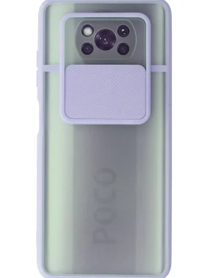 Newface Xiaomi Pocophone X3 Kılıf Palm Buzlu Kamera Sürgülü Silikon - Lila