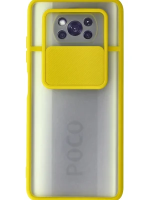 Newface Xiaomi Pocophone X3 Kılıf Palm Buzlu Kamera Sürgülü Silikon - Sarı