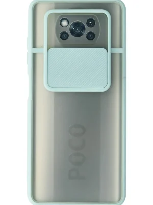 Newface Xiaomi Pocophone X3 Kılıf Palm Buzlu Kamera Sürgülü Silikon - Turkuaz
