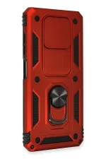 Newface Xiaomi Pocophone X3 Kılıf Pars Lens Yüzüklü Silikon - Kırmızı - Görsel 2