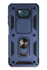 Newface Xiaomi Pocophone X3 Kılıf Pars Lens Yüzüklü Silikon - Lacivert