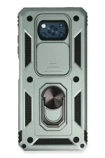 Newface Xiaomi Pocophone X3 Kılıf Pars Lens Yüzüklü Silikon - Yeşil