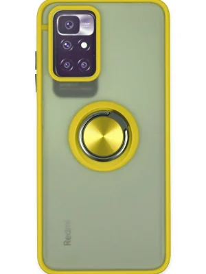 Newface Xiaomi Redmi 10 2022 Kılıf Montreal Yüzüklü Silikon Kapak - Sarı