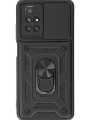 Newface Xiaomi Redmi 10 2022 Kılıf Pars Lens Yüzüklü Silikon - Siyah