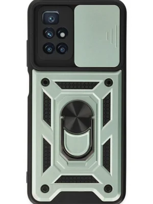 Newface Xiaomi Redmi 10 2022 Kılıf Pars Lens Yüzüklü Silikon - Yeşil