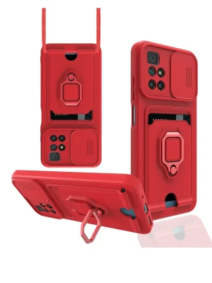 Newface Xiaomi Redmi 10 2022 Kılıf Zuma Kartvizitli Yüzüklü Silikon - Kırmızı