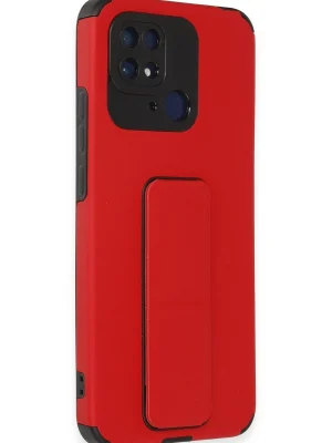 Newface Xiaomi Redmi 10C Kılıf Mega Standlı Silikon - Kırmızı