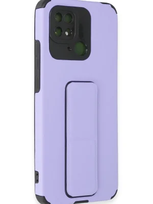 Newface Xiaomi Redmi 10C Kılıf Mega Standlı Silikon - Lila