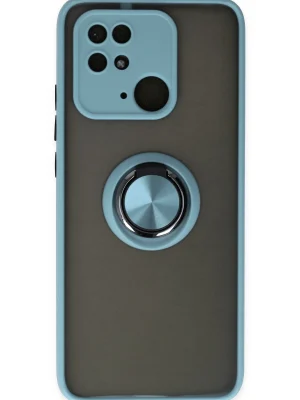 Newface Xiaomi Redmi 10C Kılıf Montreal Yüzüklü Silikon Kapak - Buz Mavi