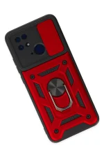Newface Xiaomi Redmi 10C Kılıf Pars Lens Yüzüklü Silikon - Kırmızı - Görsel 3
