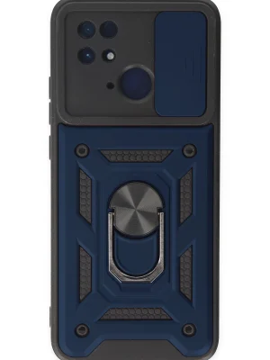 Newface Xiaomi Redmi 10C Kılıf Pars Lens Yüzüklü Silikon - Lacivert