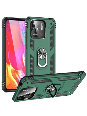 Newface Xiaomi Redmi 10C Kılıf Sofya Yüzüklü Silikon Kapak - Yeşil