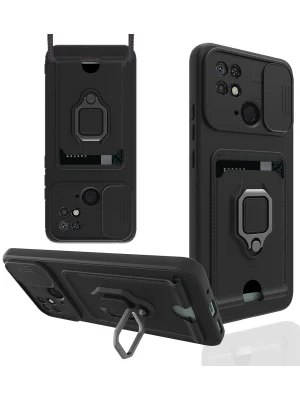 Newface Xiaomi Redmi 10C Kılıf Zuma Kartvizitli Yüzüklü Silikon - Siyah